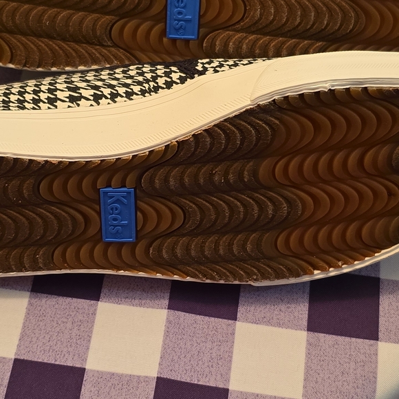 Black and White Houndstooth Slip-On Sneakers - Picture 4 of 5